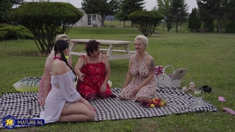 Old and young sex picnic with stepdaughter Suzie Sparklez and mature Joanne, Ameli and Angel Zuzee