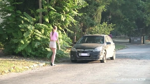 Skinny tall teen fucking in the woods in HD - Vika Lita