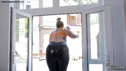 PT and her fat ass in wet look leggings