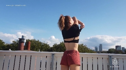 Shy Girl fuck on Rooftop and getting caught - Anne Eden